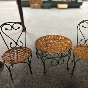 Wicker and Metal Bistro Set for dolls